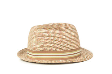 Vintage straw hat isolated on white background