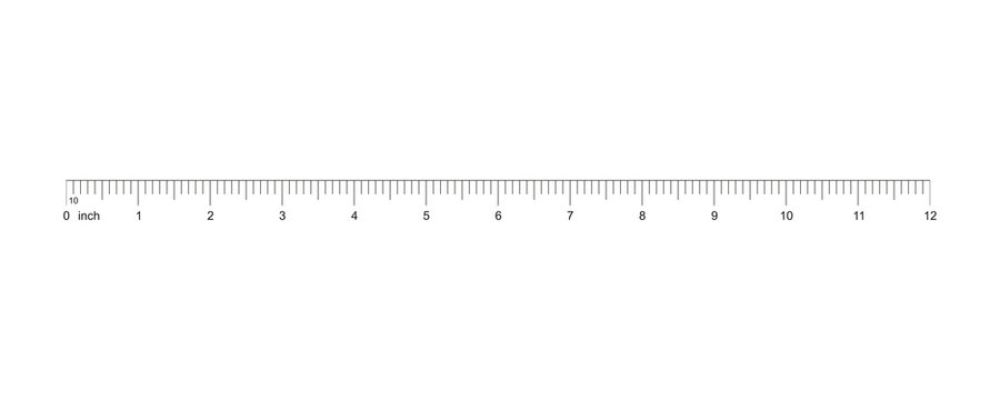 Ruler 12 inch. Measuring tool. Ruler Graduation. Ruler grid 12 inch. Size indicator units. Metric inch size indicators. 12-inch grid with a division of 1/10. Vector AI10