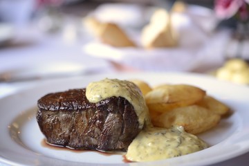 Tenderloin Steak with Bernaise Sauce..
