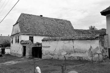 Typical rural landscape and peasant houses in Barcut, Bekokten, Brekolten, Transylvania, Romania....
