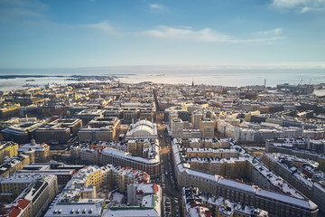 Helsinki, Finland - February 21, 2017: Aerial View Fredrikinkatu