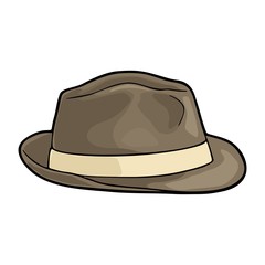 Man hat with ribbon. Vector vintage flat illustration
