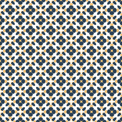 Retro geometric pattern in repeat. Fabric print. Seamless background, mosaic ornament, vintage style.