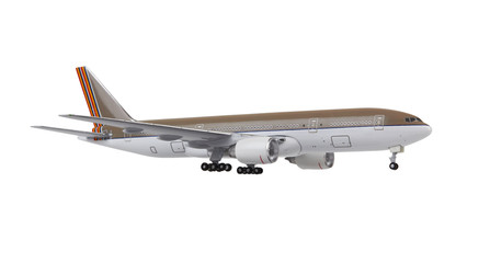 Toy airplane on white