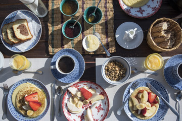 Flat lat of Breakfast Setup in Sunlight