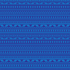 Vector abstract blue tribal stripes seamless pattern background. Great for fabric, wallpaper, invitations, scrapbooking.