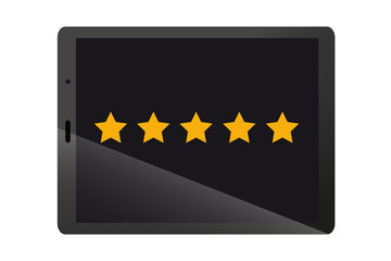 Product Rating Stars On Black Modern Tablet Device - Vector Illustration - Isolated On White Background