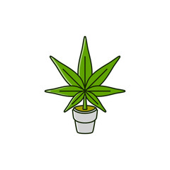 Fototapeta na wymiar Growing cannabis stylized image. Cannabis logo. Hemp of emblem. Ganja symbol.