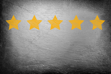 Dark Gray Black Slate Background With 5 Yellow Product Rating Stars