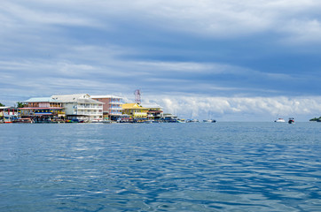 Bocas del Toro on Isla Colon in Panama with its waterfront