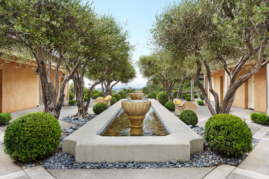 Fountain at luxury resort spa