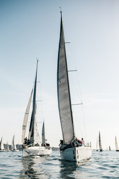 View of sailboats on sea