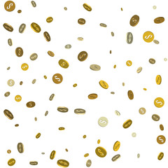 Golden dollar sign. Gold confetti concept. Modern vector illustration