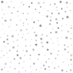 Silver glitter falling stars. Silver sparkle star on white background. Vector template for New year, Christmas, birthday, party, wedding, card, invitation, flyer, voucher, web, header. Star confetti.