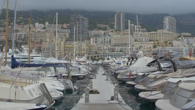 Deck with boats in the Hercules Port, Monaco