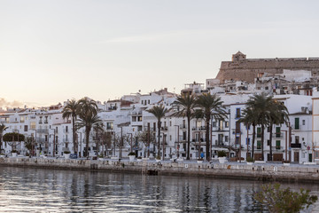 Fototapeta premium General city view and port at dawn,Ibiza, Balearic Islands.Spain.