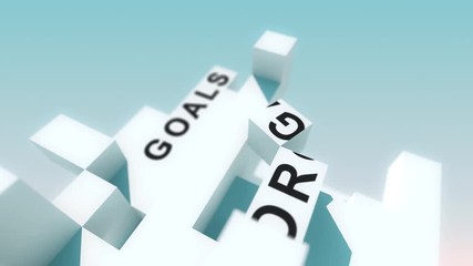 Management words animated with cubes