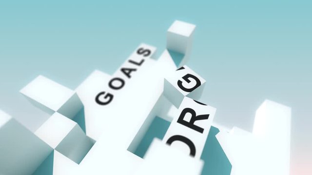 Management words animated with cubes