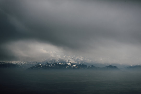 Above view on mountains from the plane