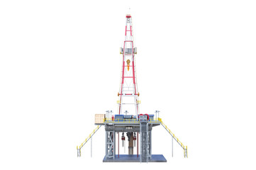 Land rig drilling well power equipment, back view. 3D rendering