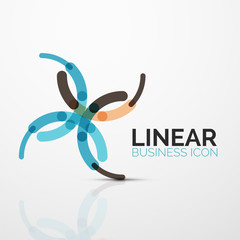 Outline minimal abstract geometric linear business icon made of line segments, elements