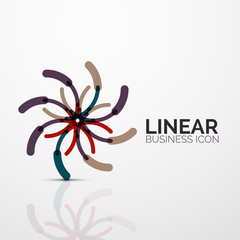 Outline minimal abstract geometric linear business icon made of line segments, elements