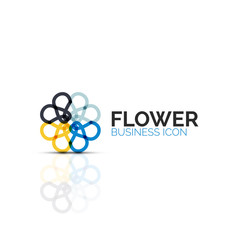 Abstract flower or star minimalistic linear icon, thin line geometric flat symbol for business icon design, abstract button or emblem
