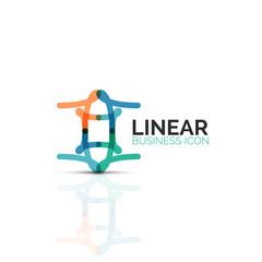 Abstract flower or star minimalistic linear icon, thin line geometric flat symbol for business icon design, abstract button or emblem