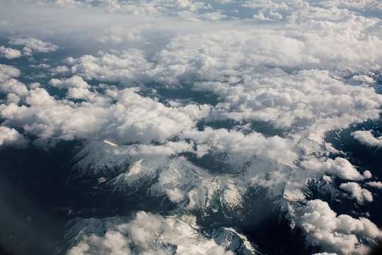 Above view on mountains from the plane
