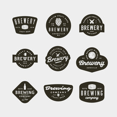 set of vintage brewery logos. vector illustration