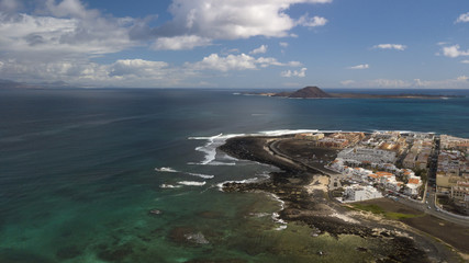 Fototapeta na wymiar aerial view of corralejo