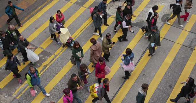  Top view of people walking in Hong Kong