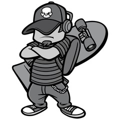 Skate Punk Illustration - A vector cartoon illustration of a Skate Punk concept.