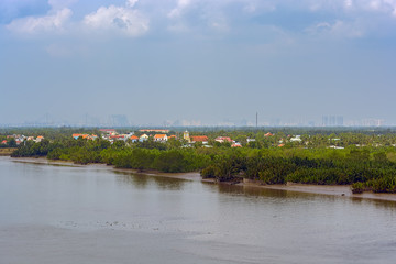 Fototapeta premium Long Tau river banks at low tide.