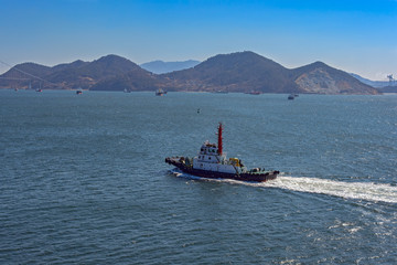 Tug boat in the harbor.