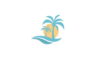 Fototapeta na wymiar Palm beach logo, summer beach logo vector illustration Template Design