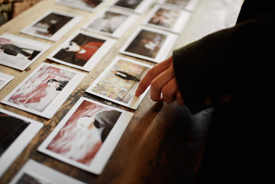 Retro Photo Prints On Table