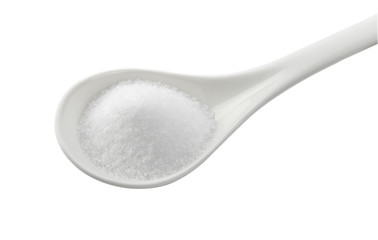 sugar in spoon isolated on white background