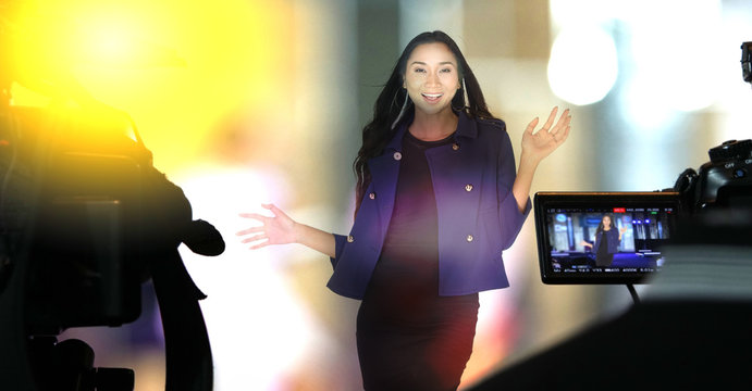 Girl Dream Concept, in TV show camera production broadcast room