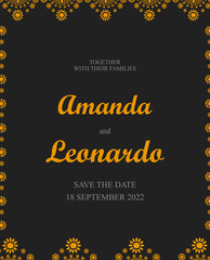 Vintage wedding invitation with mandala