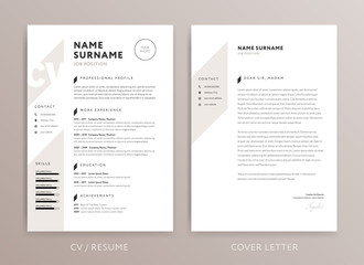 Stylish CV design - curriculum vitae cover letter template - rose brown color - vector template - obrazy, fototapety, plakaty