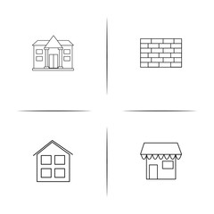 Buildings And Constructions simple linear icon set.Simple outline icons