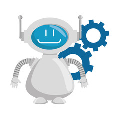 technological robot with gears character icon