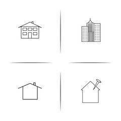 Buildings And Constructions simple linear icon set.Simple outline icons