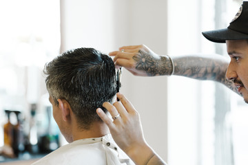 modern haircut at barbershop