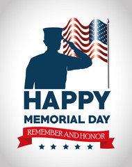 happy memorial day card with soldier silhuette