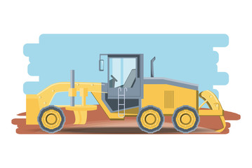 Obraz na płótnie Canvas Construction forklift truck icon over whtie background, colorful design vector illustration