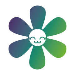 Fototapeta na wymiar flower kawaii cartoon botanical icon vector illustration gradient color design