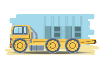 Underconstruction zone with construction truck icon over white background, colorful design vector illustration