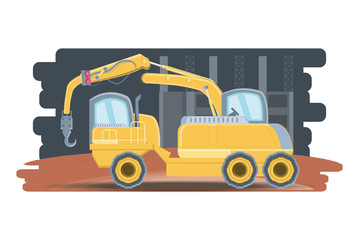 Obraz na płótnie Canvas Construction crane truck icon over white background, colorful design vector illustration